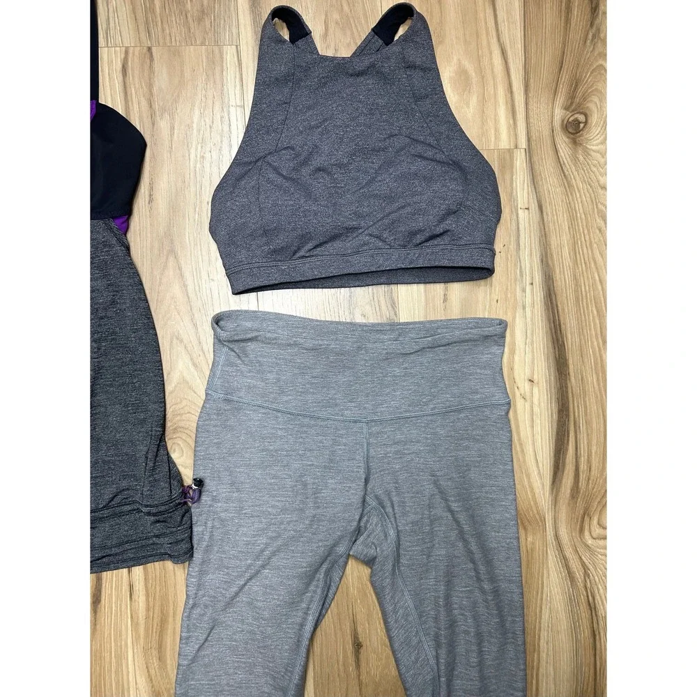 Lululemon Workout Set/3 Womens 4 Tank Top Sports Bra Capri Leggings Gym Athletic